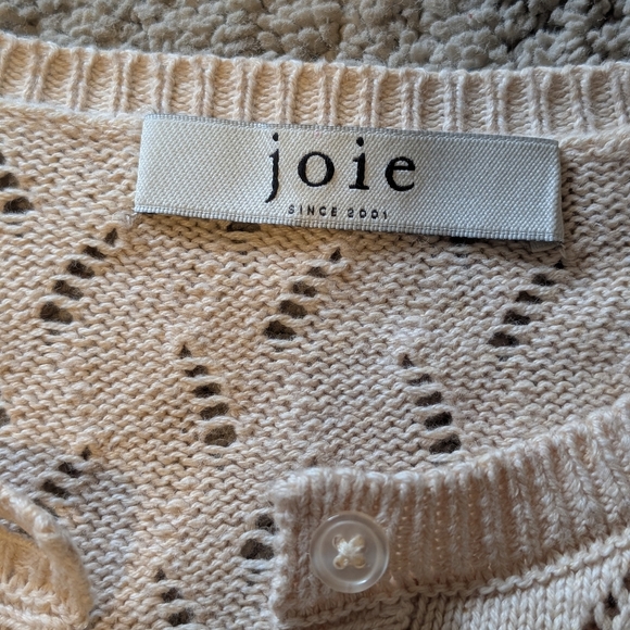 Joie Cotton Linen Cream Women's Cardigan - Picture 3 of 8
